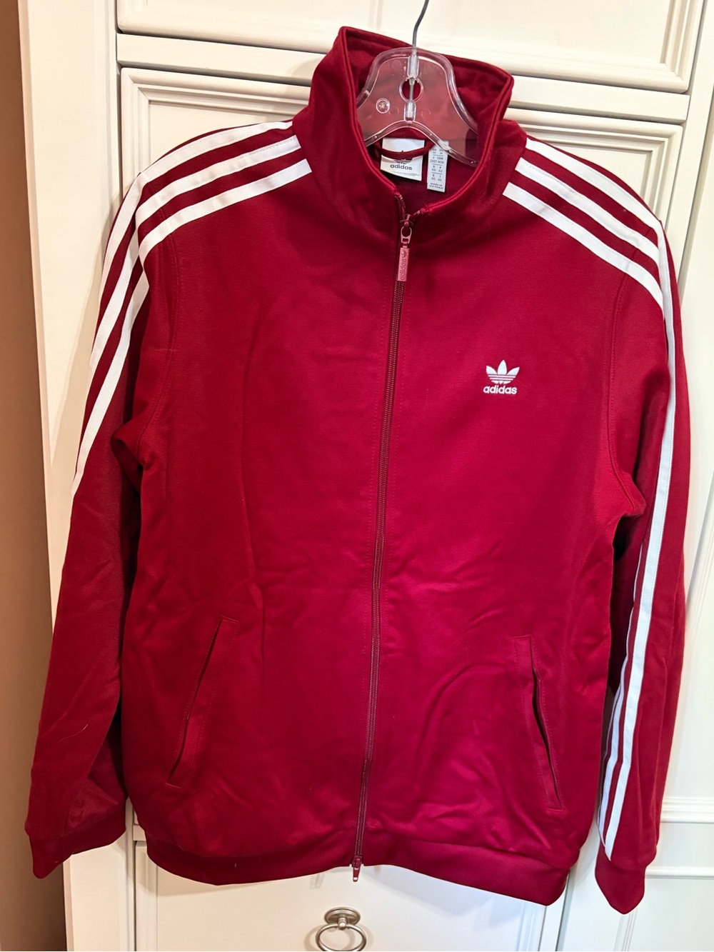 ADIDAS Classic full zip jacket, Red, Three Stripes, medium